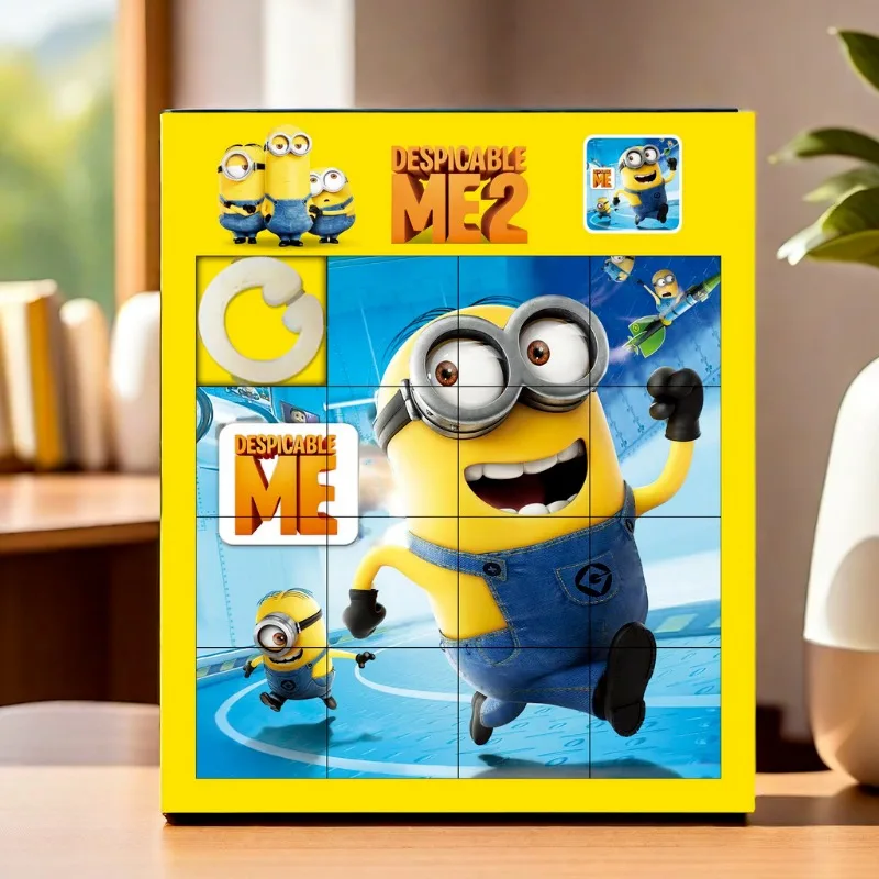 Minions Puzzle Plastic Moving Sliding Toy Cartoon Kids Puzzle Kindergarten School Children Gifts Cute Anime Kids Games Puzzle