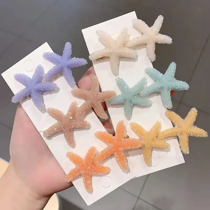 2pcs Starfish Hair Clips Unique Sea Star Hairpins for Baby Girls Beach Fashion Children Barrettes  Gifts Kids Hair Accessories