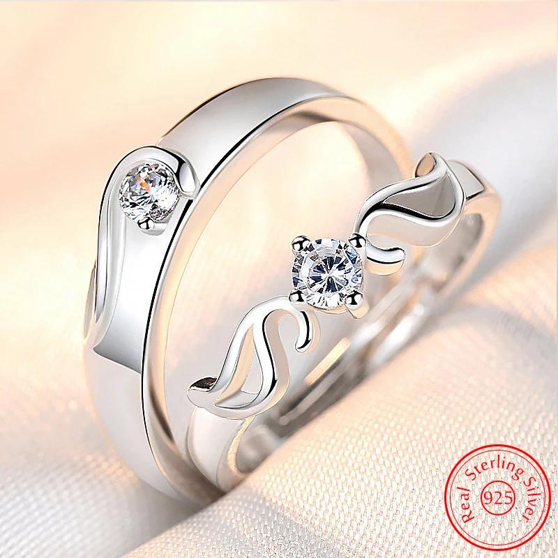 

Real 925 Stelring Silver New Men's High Quality Jewelry Retro Antler Couple Ring For Women XY0394