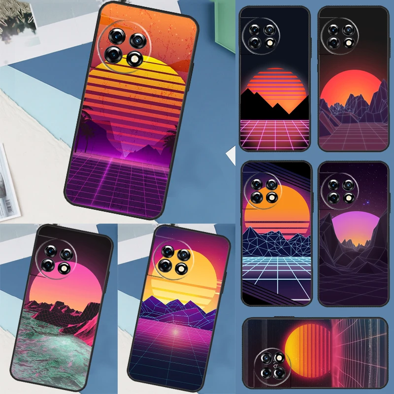 80S Vaporwave Retro Synthwave Sunset For OnePlus Nord 2 2T CE 3 Lite N10 N20 N100 Ace 8 Pro 9 Pro 10 Pro 8T 9R 10T 10R 11 Case