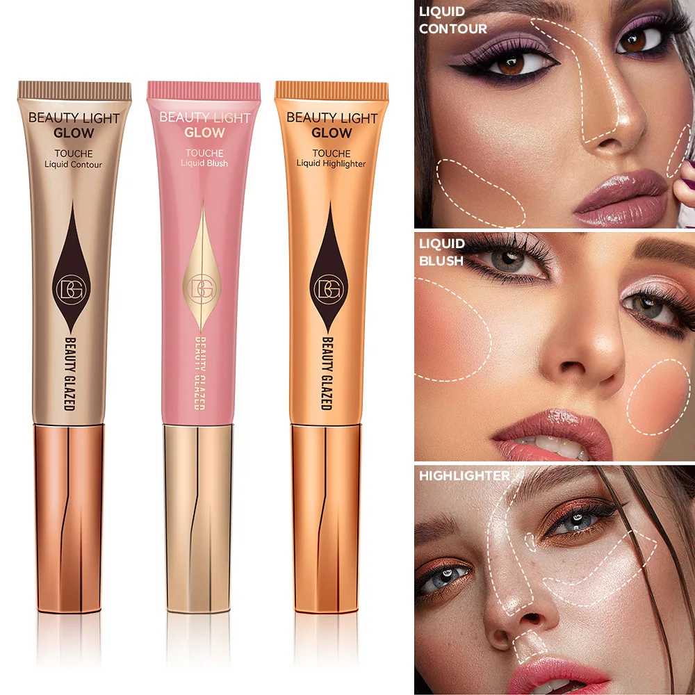 Colorete resaltado contorno pluma perla brillo fino mate brillo Natural Maquillaje facial