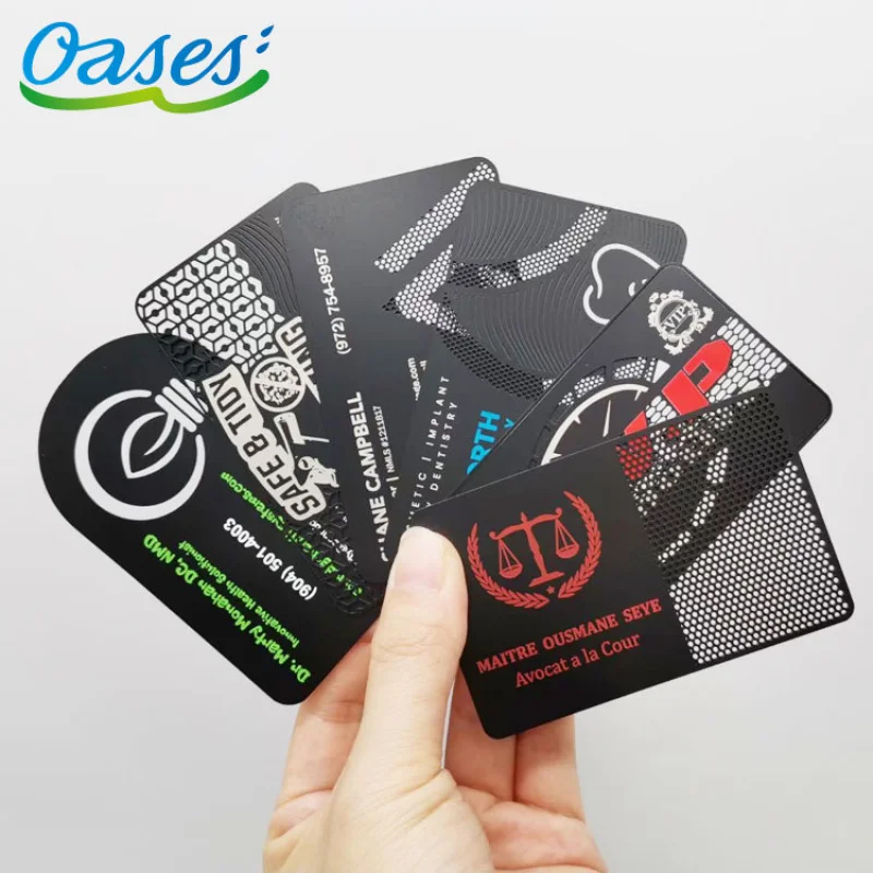 

piecesShenzhen Laser Cut Custom Stainless Steel Black Metal Business Card Personalized With Silk Screen Printin