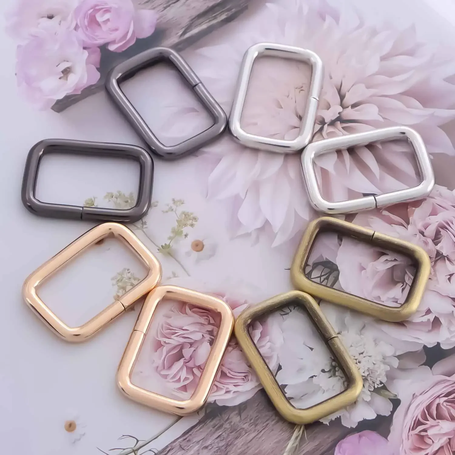 5pcs Metal Rectangle Ring Webbing Buckle Metal Rings for Bag Purse Ring for Strap Belts Buckles Square Ring