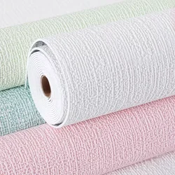 Wall Paper Linen 3D Foam Self-adhesive PVC Solid Color Thickened Waterproof Perfect for Bedroom Living Room ﻿ Wallpapers Home