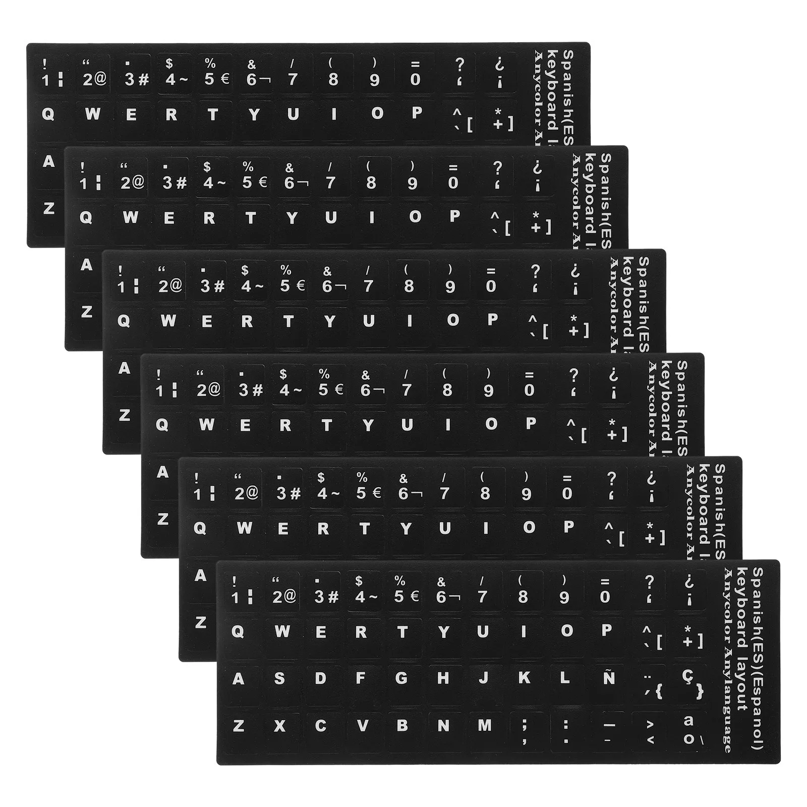 

6pcs Waterproof Keyboard Stickers Spanish Language Lettering For Laptop Adhesive Decals Multilingual Computer