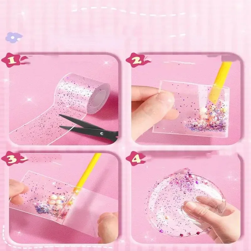 Blowable Bubble เทป Non-เครื่องหมายกาวสองหน้าสําหรับ DIY CRAFT Pinch ของเล่นทํา Reusable สี Sticky NANO เทป 2025