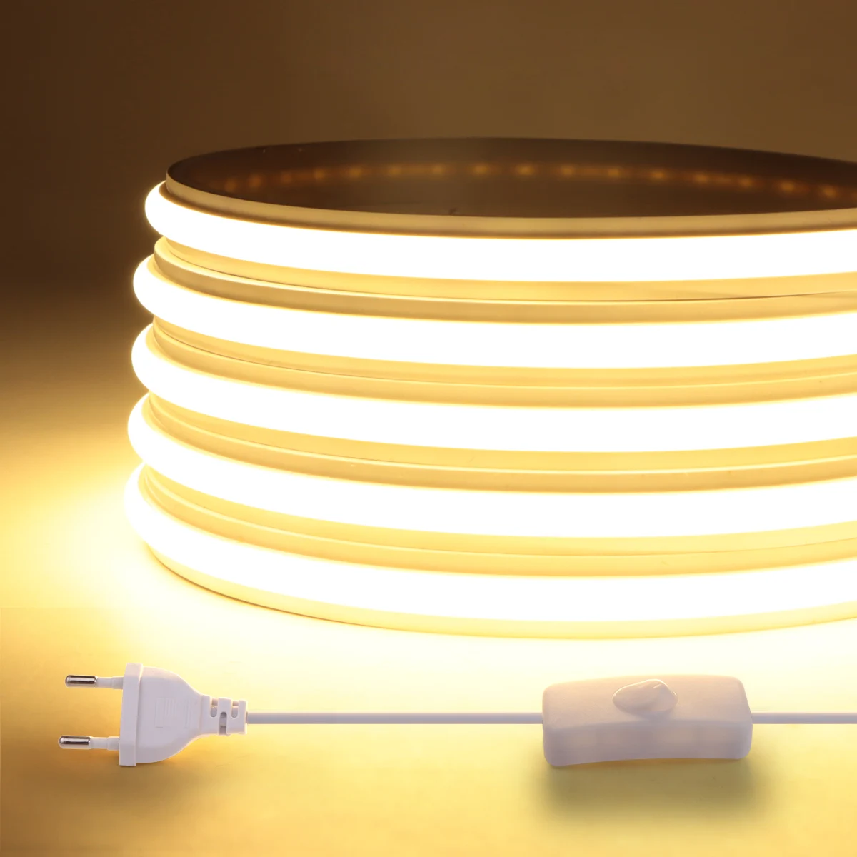 

Светодиодная неоновая лента с силиконовым покрытием и кнопочным выключателем, для настенного и потолочного освещения, 5м, 10м, 15м, 20м, самоклеящаяся, для домашнего декора, мягкая лампа, с вилкой стандарта ЕС