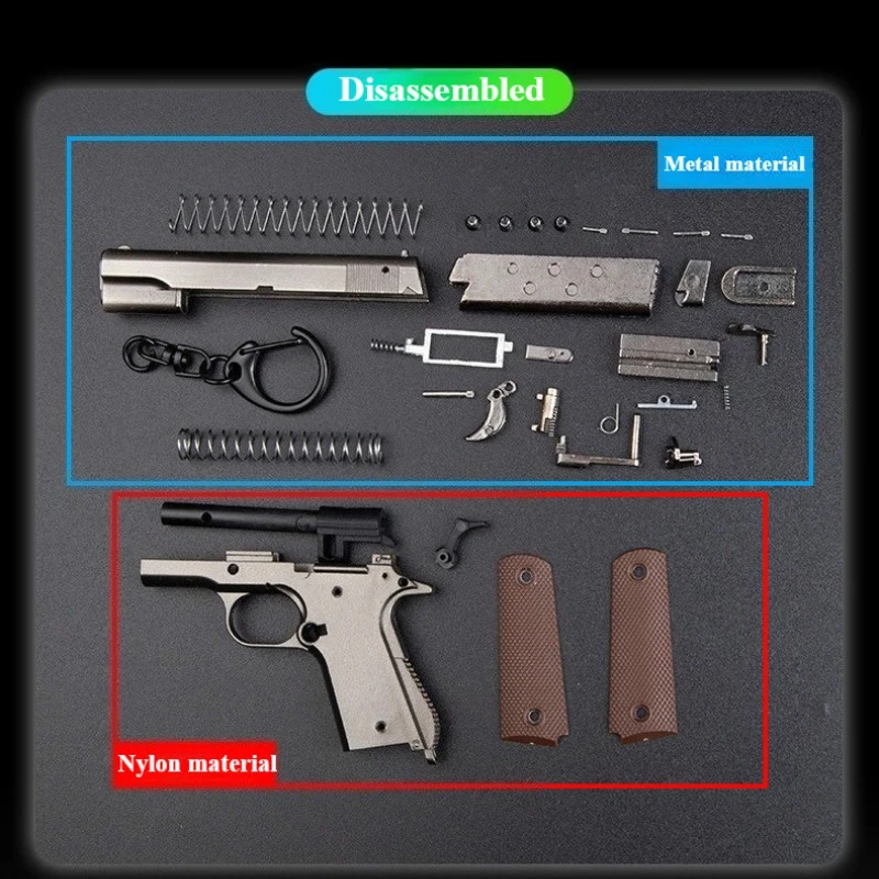 1:3 Model 1911 Gun Keychain Shell Ejection Disassembly Alloy Decompression Toy Ornaments Collectible Men's Gift