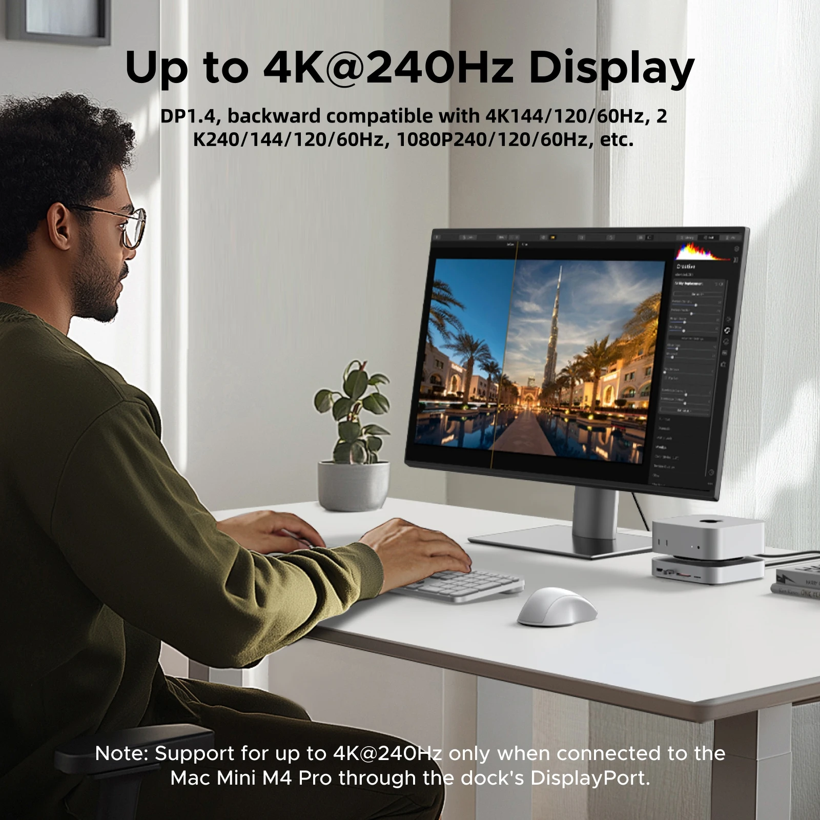 UGREEN 맥 미니 도킹 스테이션 USB 허브 타입-C to DP 4K 240Hz M.2... - 4