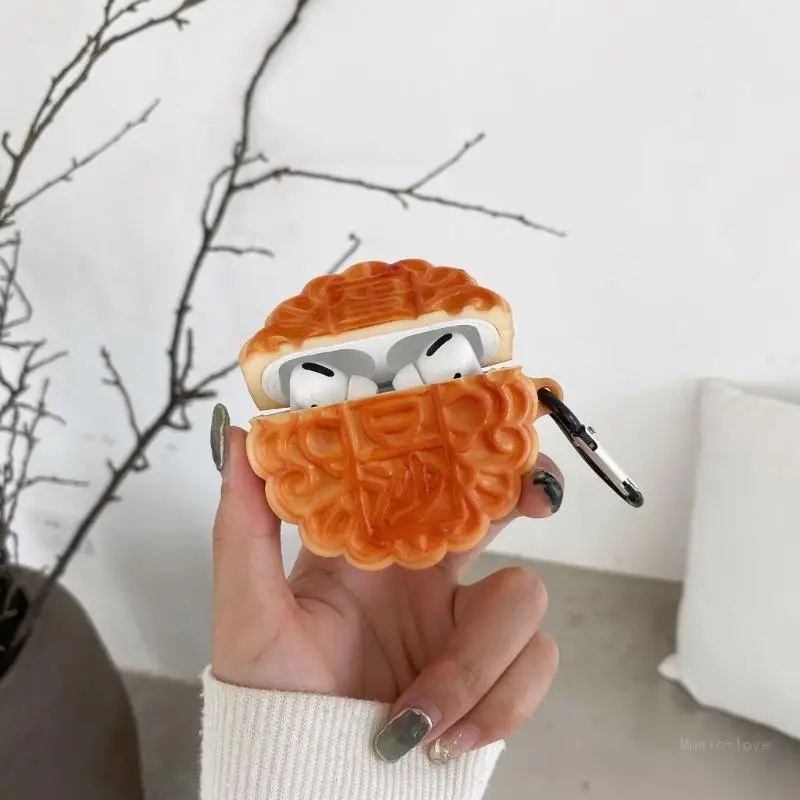 حافظة كعكة القمر الكرتونية لسماعات Pods حافظة للتخزين حافظة حماية لسماعات الأذن ملحقات سماعات الرأس