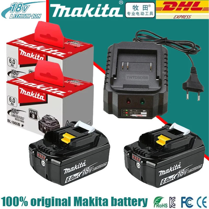 

100% Original Makita 18V 6Ah Battery for Makita BL1830B BL1850B BL1850 BL1840 BL1860 BL1815 Replacement Lithium Battery
