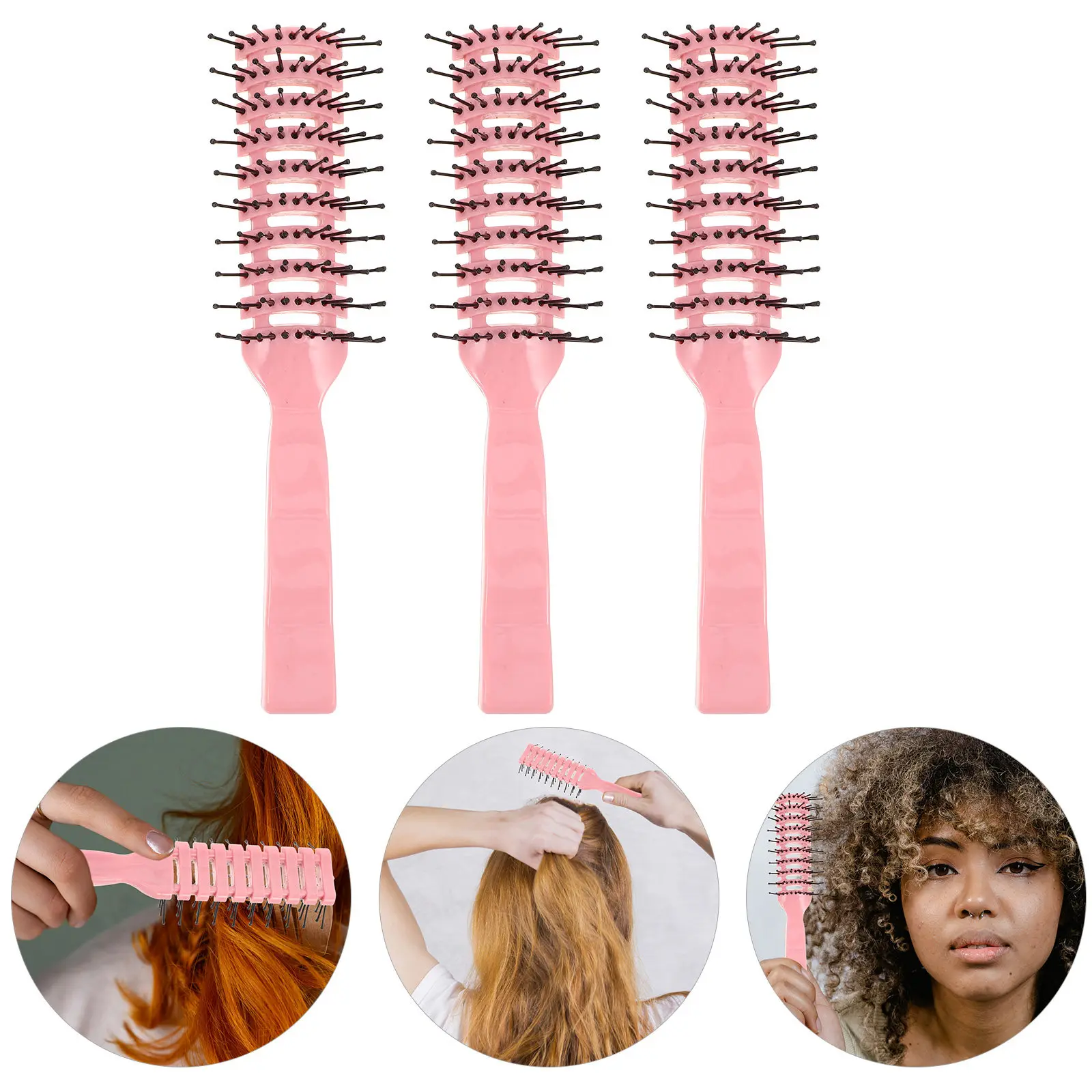 

3 Pcs Curl Styling Brush Barber Comb Curling Hair Beard for Men Curly Blow Dry Detangle