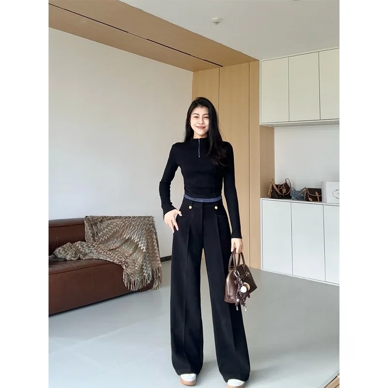 

Шерстяные брюки Bla от Zhang a Xing: Новинка зимы, повседневные, универсальные, теплые, с драпировкой, утолщенные, с длинными рукавами, на молнии