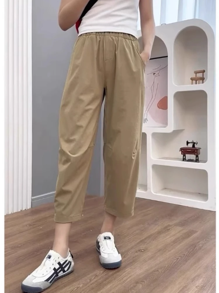 Qui Dry Spor Pantaloni Harem Casual Donna Estate Sottile di Grandi Dimensioni Pera aped Pantaloni Allentati Dimagranti a Nove Punti Carota