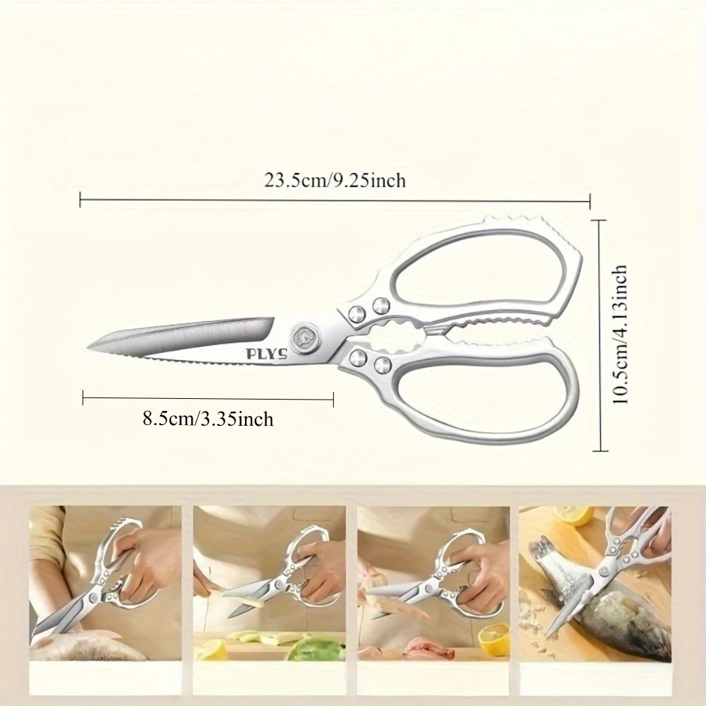 Stainless Steel Multi-Purpose Cooking Shears – Heavy-Duty Bone Cutting, Fish Fillet & Poultry Trimming with Ergonomic Handle view 5