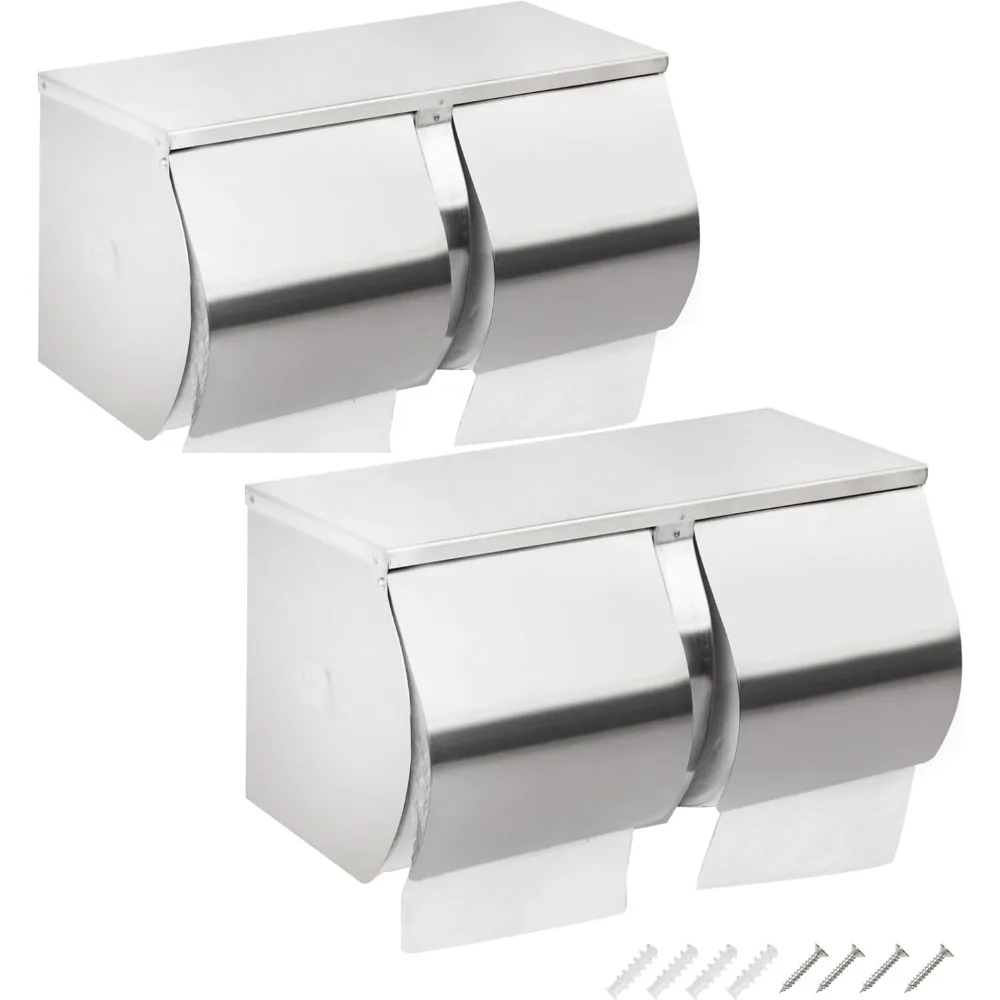 

Stainless Steel Commercial Toilet Paper Dispenser with Shelf for 2 Rolls Side by Side