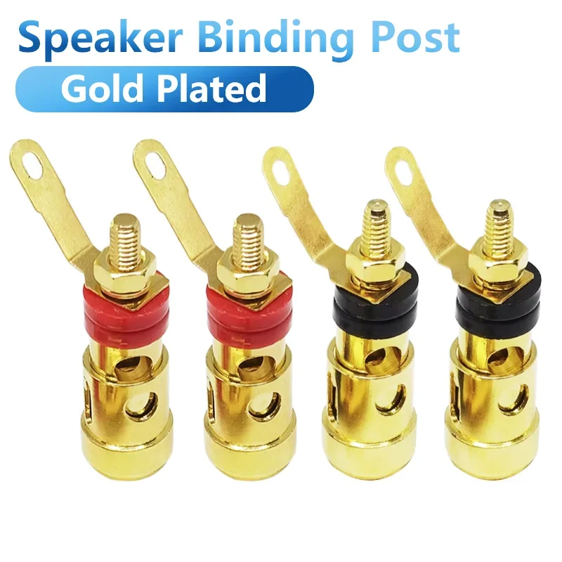 Image of 4PCS Kleine vergoldete Push-typ Frühling Terminal Lautsprecher Verstärker Frühling Selbst-locking Buchse