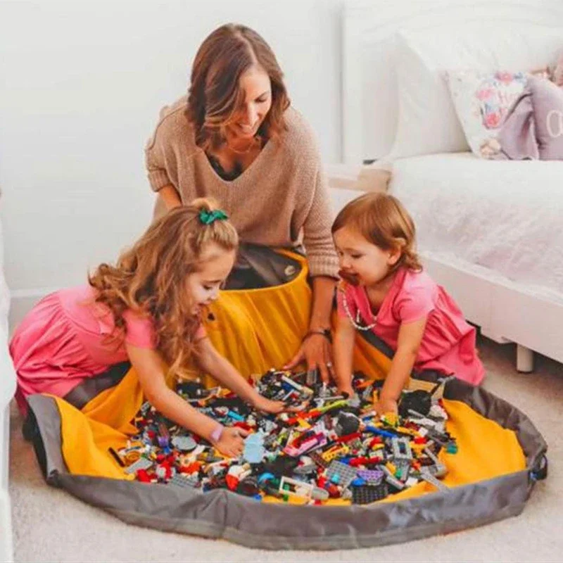 1.5m Kids Play Mat Toy Storage Bags oversized Organizer Play Mat Capacity Durable Storage Bag Basket Outdoor Building Blocks Mat