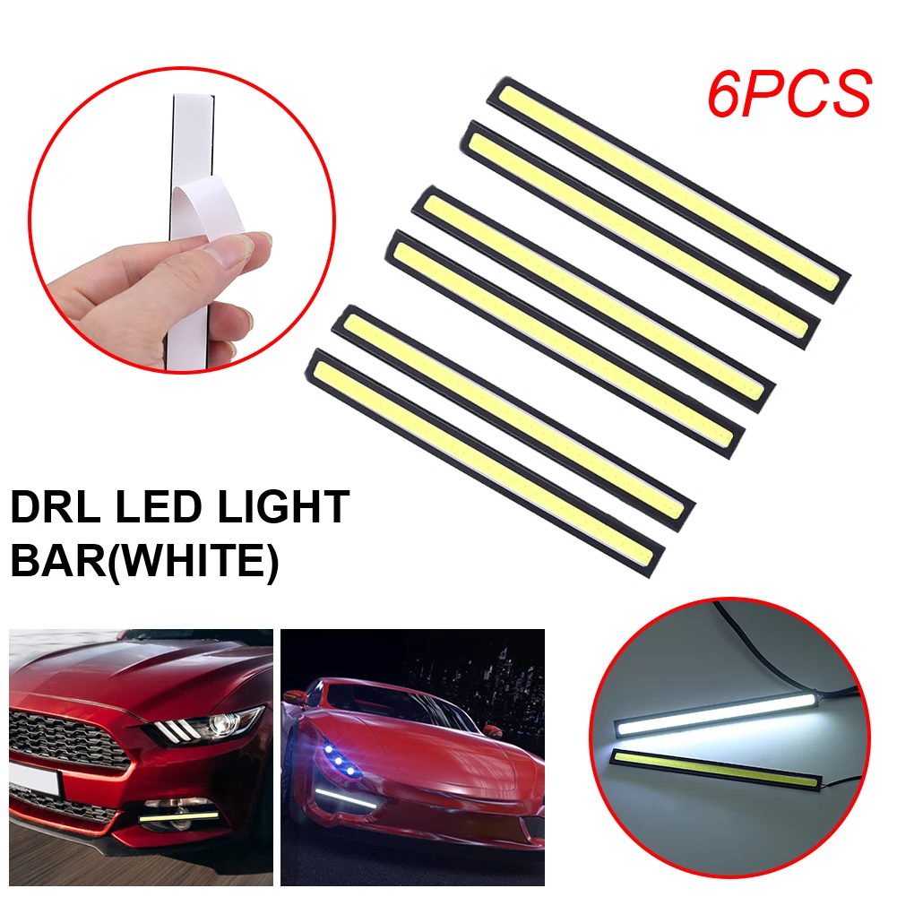 6PCS Universal Car Daytime Running Light 17cm Car COB DRL LED Strip Light Car Styling Led DRL Signal Lamp Auto Accessories