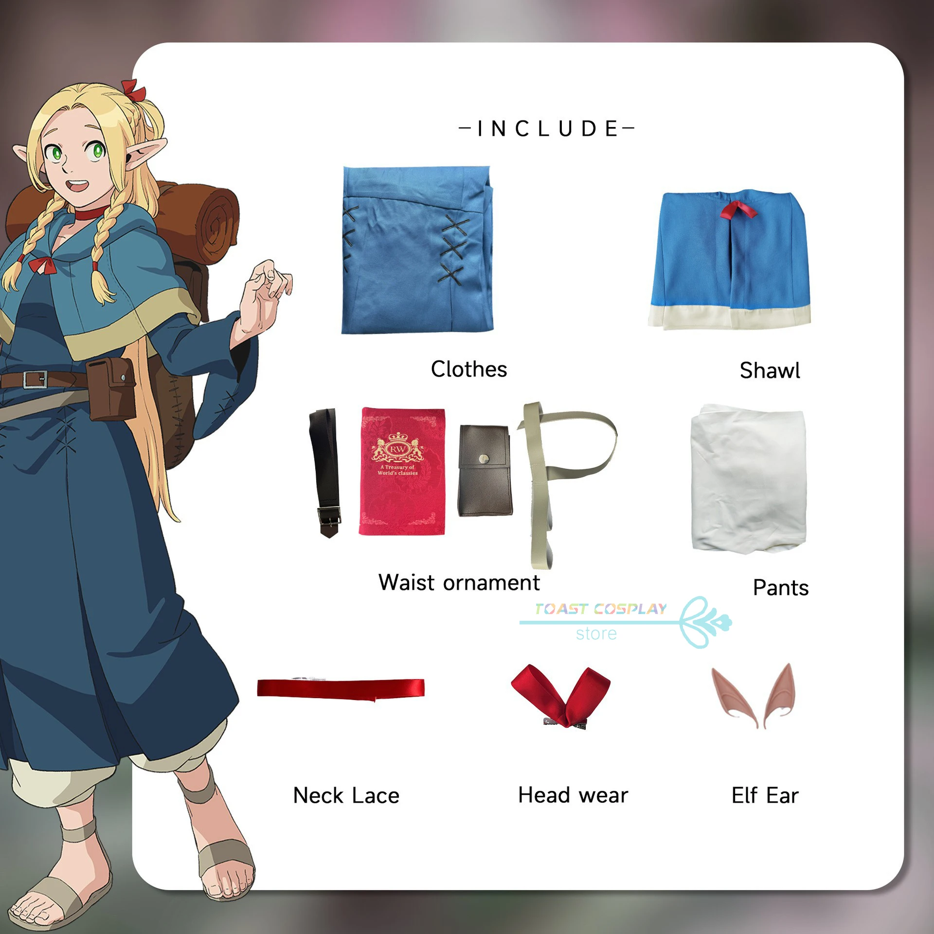 Marcille Cosplay Costume pour femme, Anime Delicious in Dungeon, Marcille Matato Py Play fur s Bag, Elven Mage Outfits