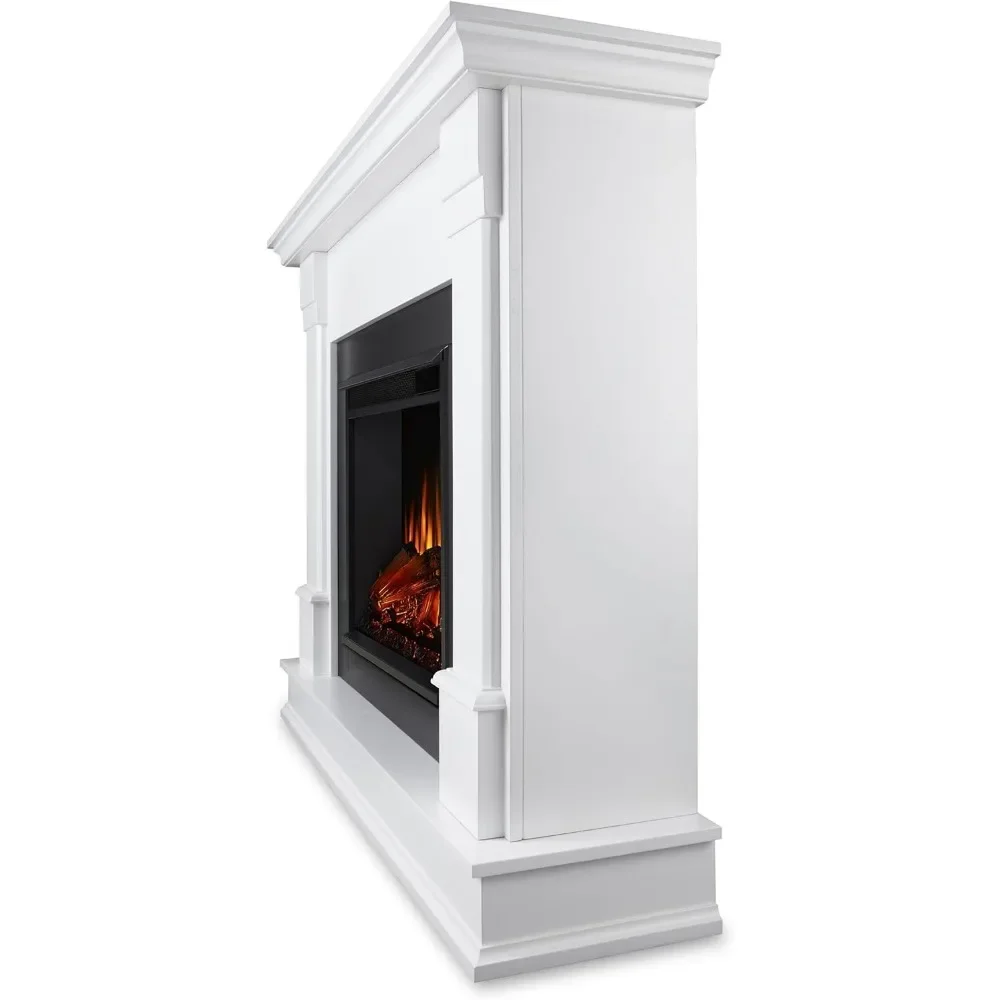 Real Flame Electric Fireplace with Mantel for Living Room or Bedroom, Replaceable Fireplace Insert Heater, Realistic Log