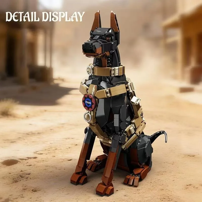 2026 City Police Dog Building Blocks Model Doberman Animals Creative Bricks Toys for Adult Gifts Cool Ornament 1376+pc