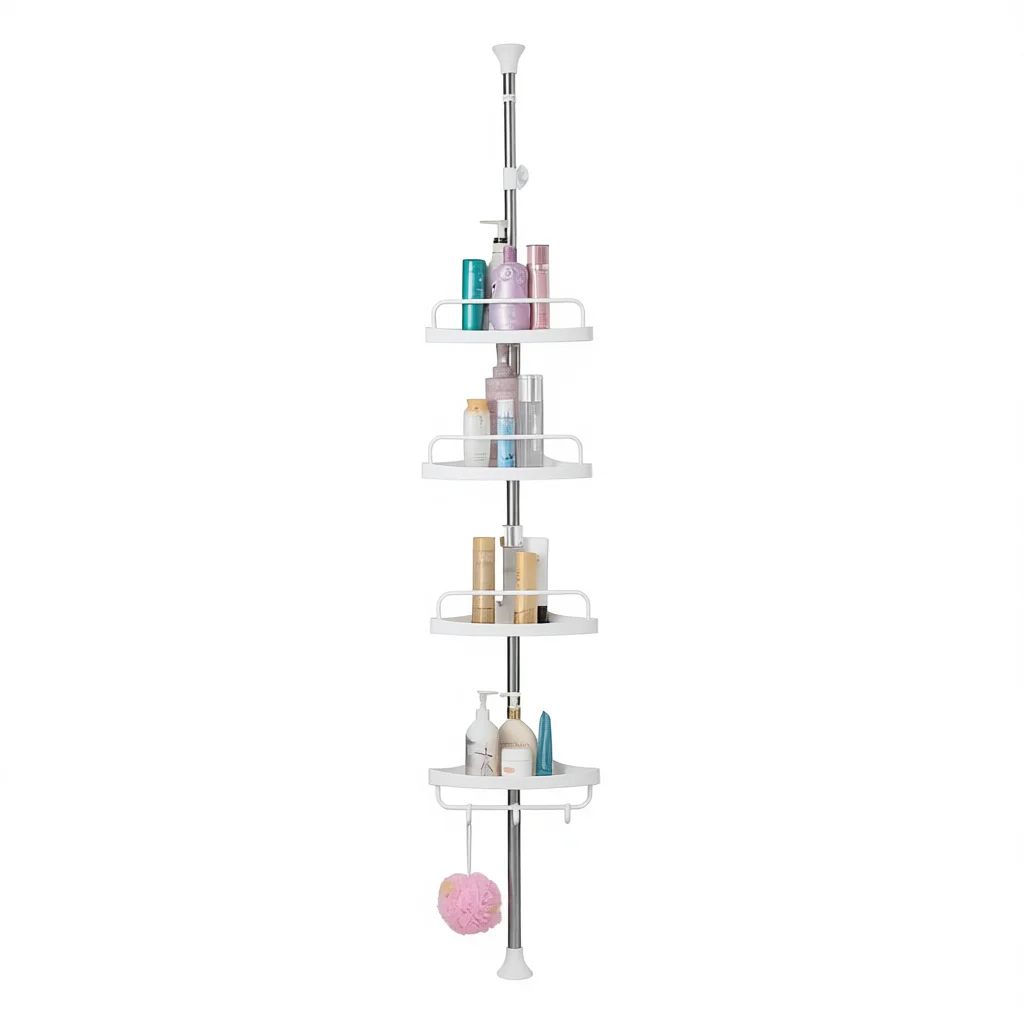 

4th floor corner bathroom storage rack plastic material space saving simple design