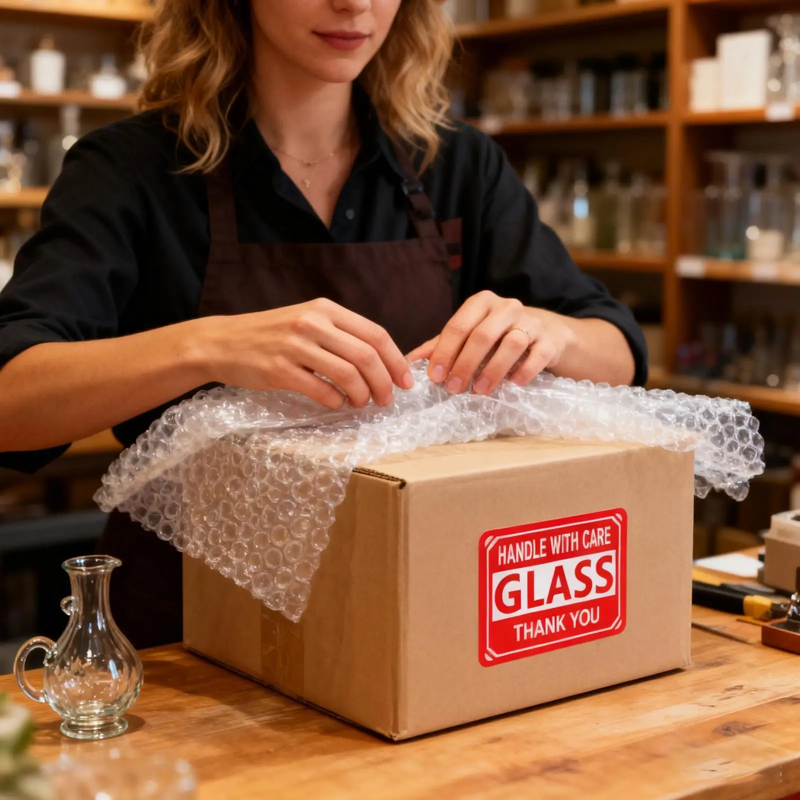 ملصقات هشة مكونة من 250 قطعة ملصقات تغليف مقبض هشة للعناية بصناديق أطباق الأعمال مواد زجاجية