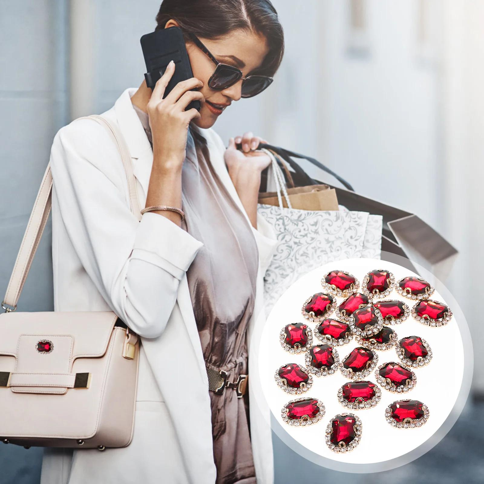 

20Pcs Compact Sew on Rhinestones DIY Phone Case Clothes Decor Exquisite Design Sew on Rhinestones Clothes Decor