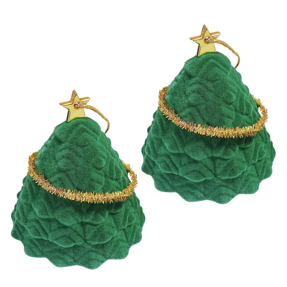 

2 PCS Christmas Boxes for Gifts Earring Storage Lovely Jewelry Small Mini Earrings Cases Lovers