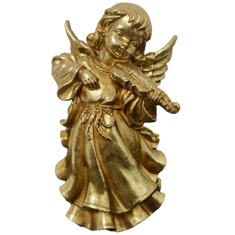 

Mutihome Photo Frame Room Decora French Baroque Vienna Golden Angel Sculpture Ornament Playing Violin Shaped Home Decoration Art