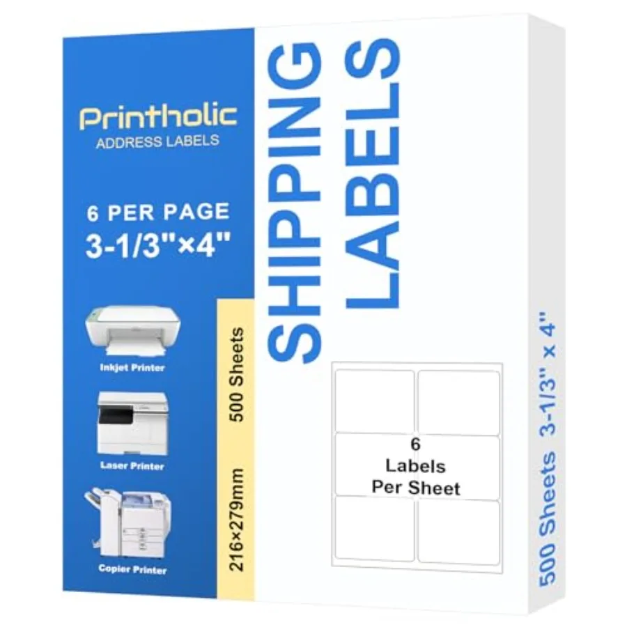 

Sheet Label Address Labels Self Adhesive Shipping Labels Easy Peel and Feed White Stickers for Laser and Inkjet Printers 3000 L