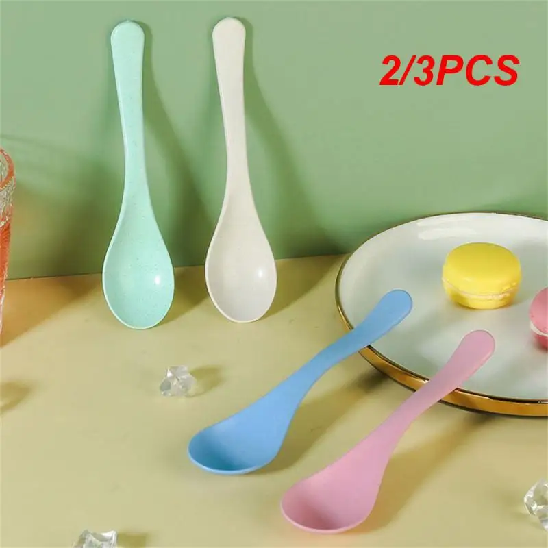 2/3PCS Kitchen Accessories Child Ice Cream 12g 16.5*3.9cm Spoon Rests And Pot Clamps Wheat Straw Spoon Rice Cereal Dessert