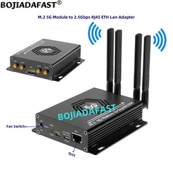 M.2 NGFF 5G Modem Module to 2.5Gbps 2.5G Wired ETH RJ45 Port LAN Adapter 4 Antennas Fan Case Supports RM520N-GL RM510Q RM500Q