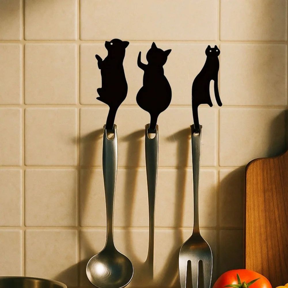 Decorazione da parete in metallo con gattino in 3 pezzi - Arte da appendere a tema animale carino per decorazioni per soggiorno, camera da letto e porta