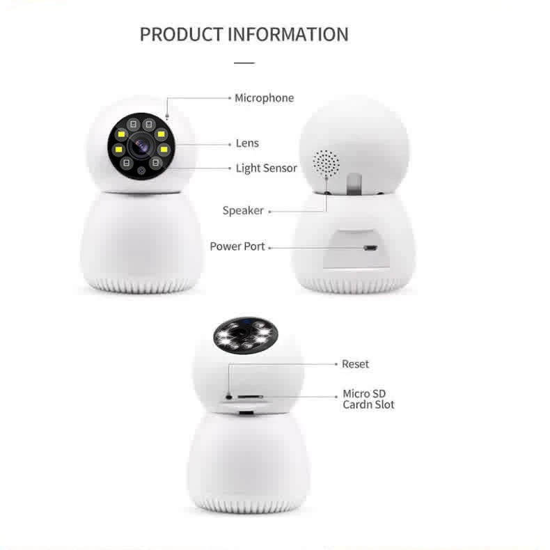 CARPBABA-Caméra de surveillance intérieure intelligente IP WiFi, moniteur sans fil pour bébé, suivi automatique, protection de sécurité, bonhomme de neige