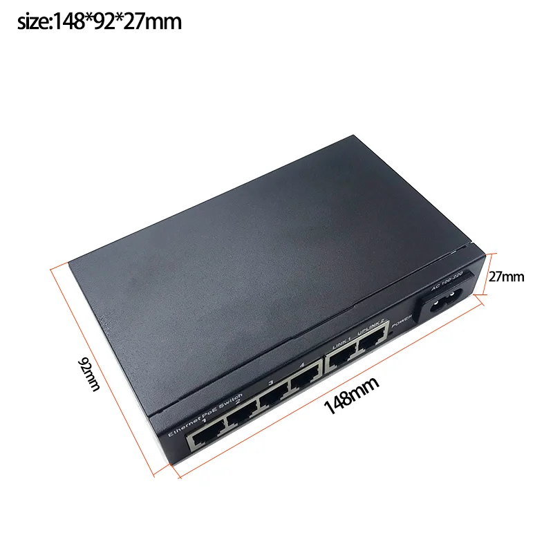 6ports 10/100M 4 ports poe 802.3at/af 48v (65w-72w) with 2 port uplink for cctv camera ip cameras ethernet switch