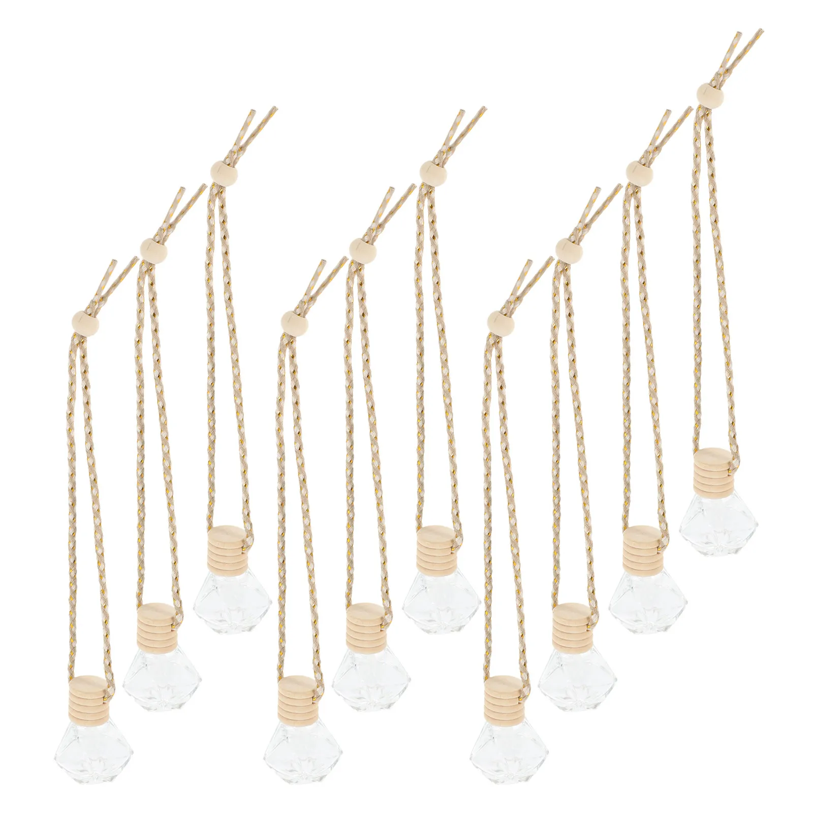 

Набор из 10 стеклянных подвесных украшений для автомобиля и дома: ароматические флаконы с деревянной крышкой для комнаты, сада, двери