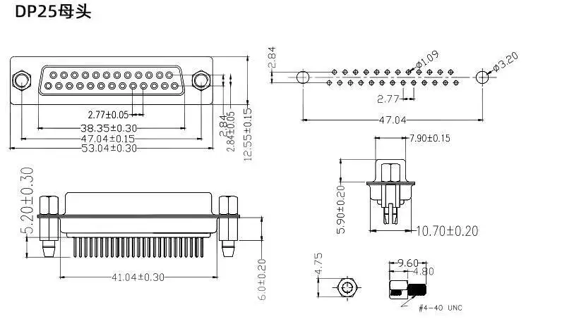 2 Stück DP9 Pin Rivet Fishhook Typ DB9/15/25/37 Stecker und Buchse Gerade Lötplatte Serieller Anschluss RS232 COM – Detail 8