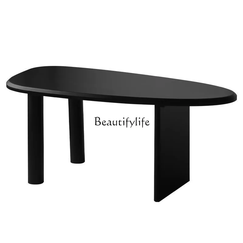

-*Nordic computer desk simple modern solid wood arc home light luxury log designer desk