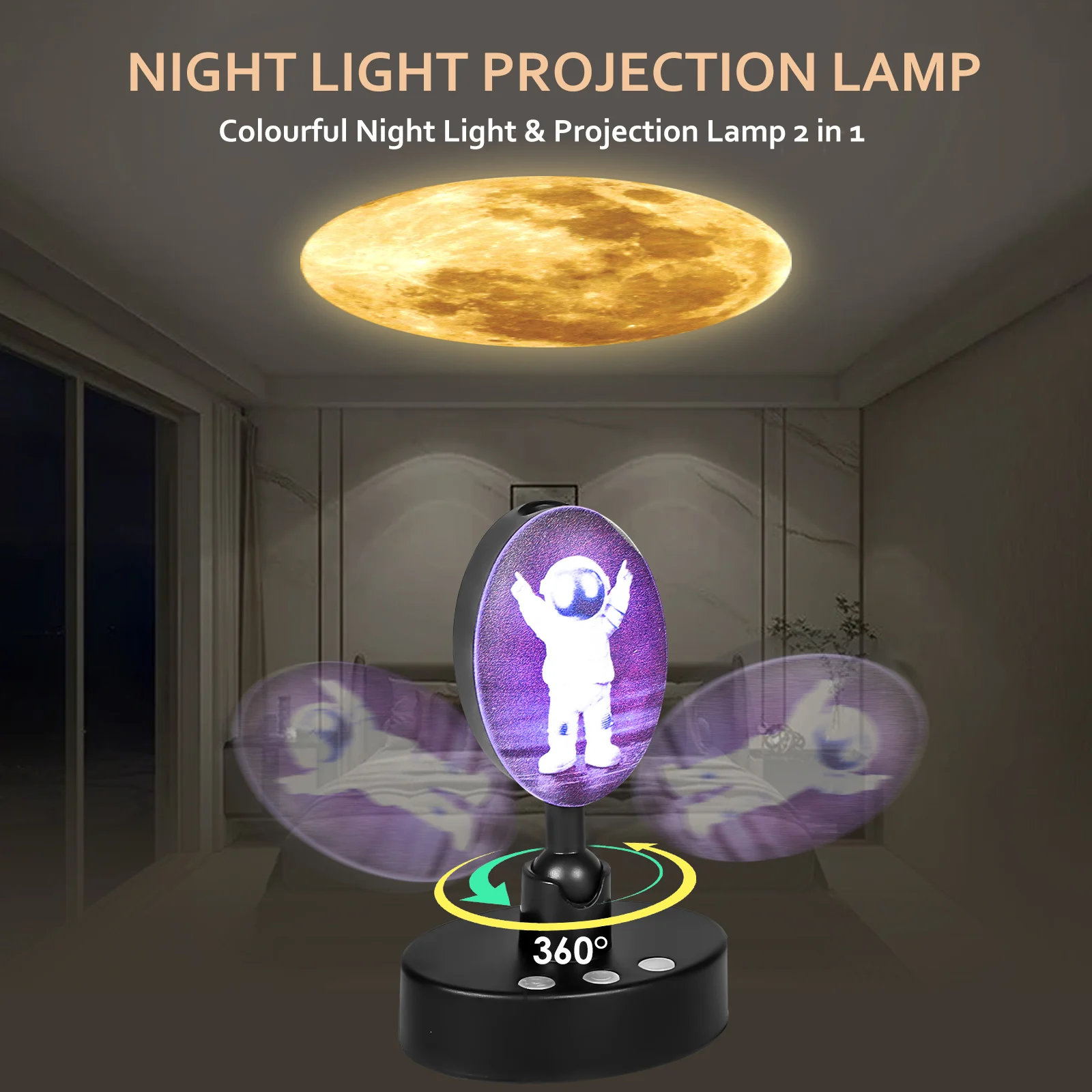 

Galaxy Projection Lamp Colourful Astronaut Night Light LED USB Rechargeable Dynamic Neon Ambient Light Home Wall Decoration Gift