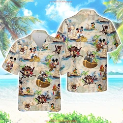 Pirates of the Caribbean Mickey Mouse Hawaiian Shirt Men Women Short Sleeve Shirt Disney Hawaiian Shirt Fashion Breathable Shirt