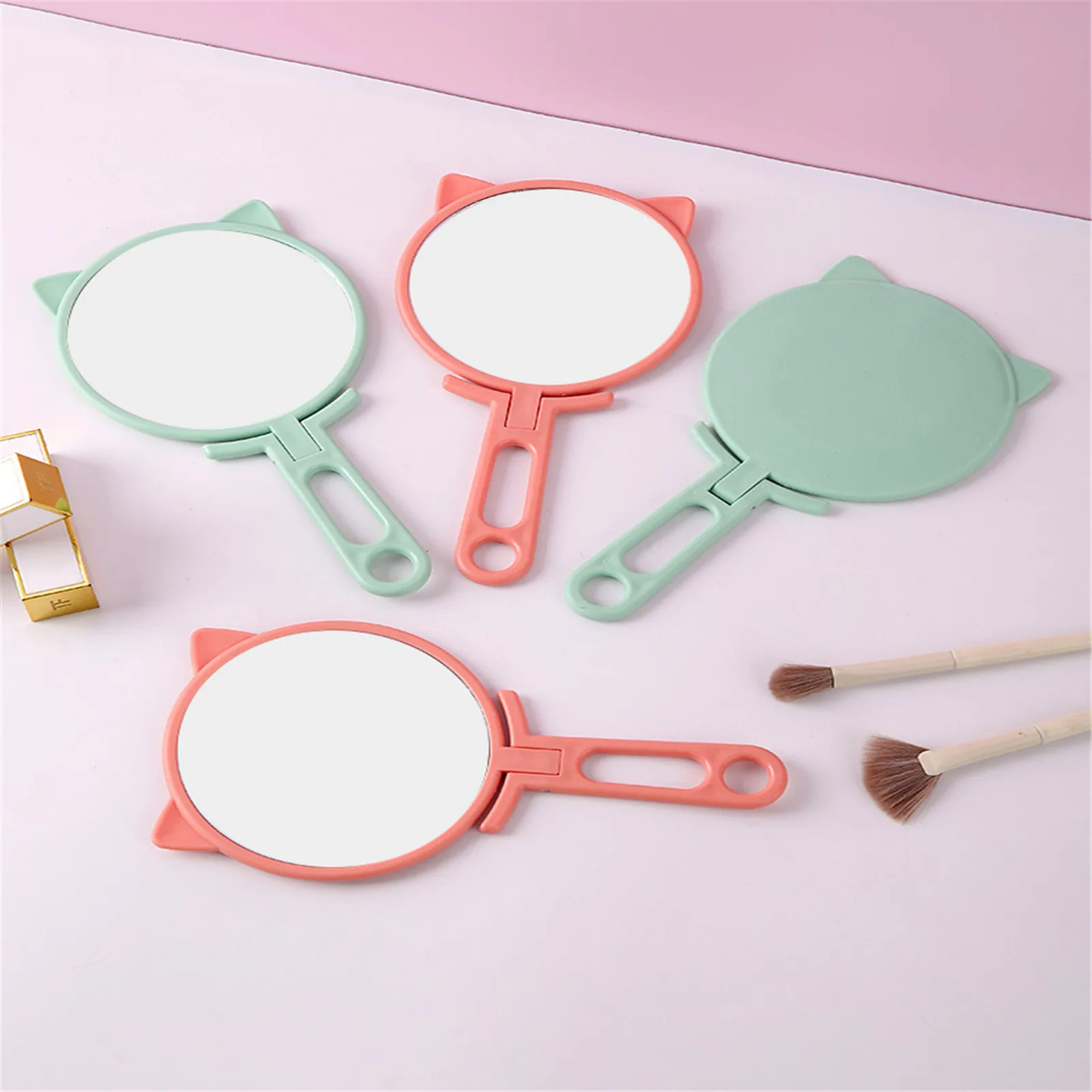 180° Rotatable Makeup Mirror For Woman Small Handheld Folding Makeup Vanity Mirror Portable Pocket Compact Mirror Makeup Tool