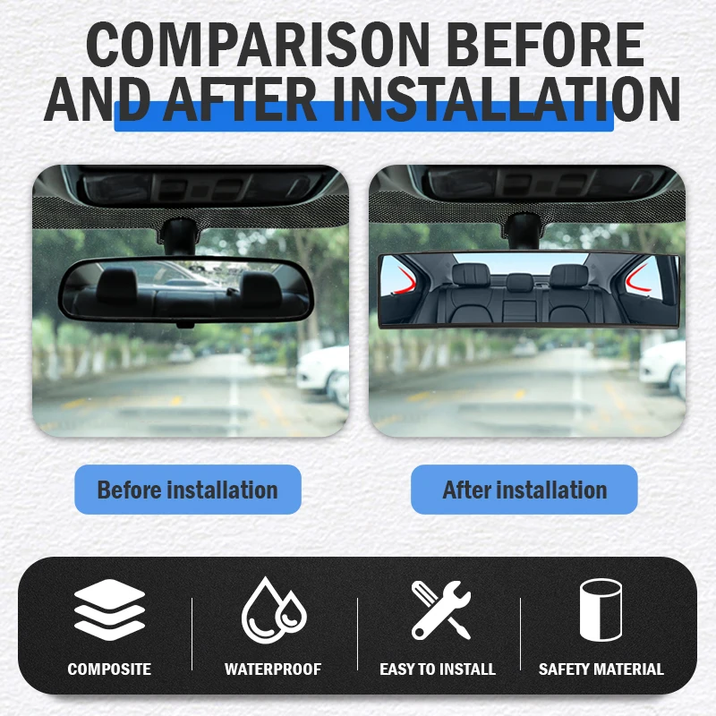 Gương Chiếu Hậu Ô Tô Nội Thất Gương Chiếu Hậu Đa Năng Gương Chiếu Hậu Chống Chói Góc Rộng Cong Xanh Dương Tráng Gương Phụ Tùng Ô Tô