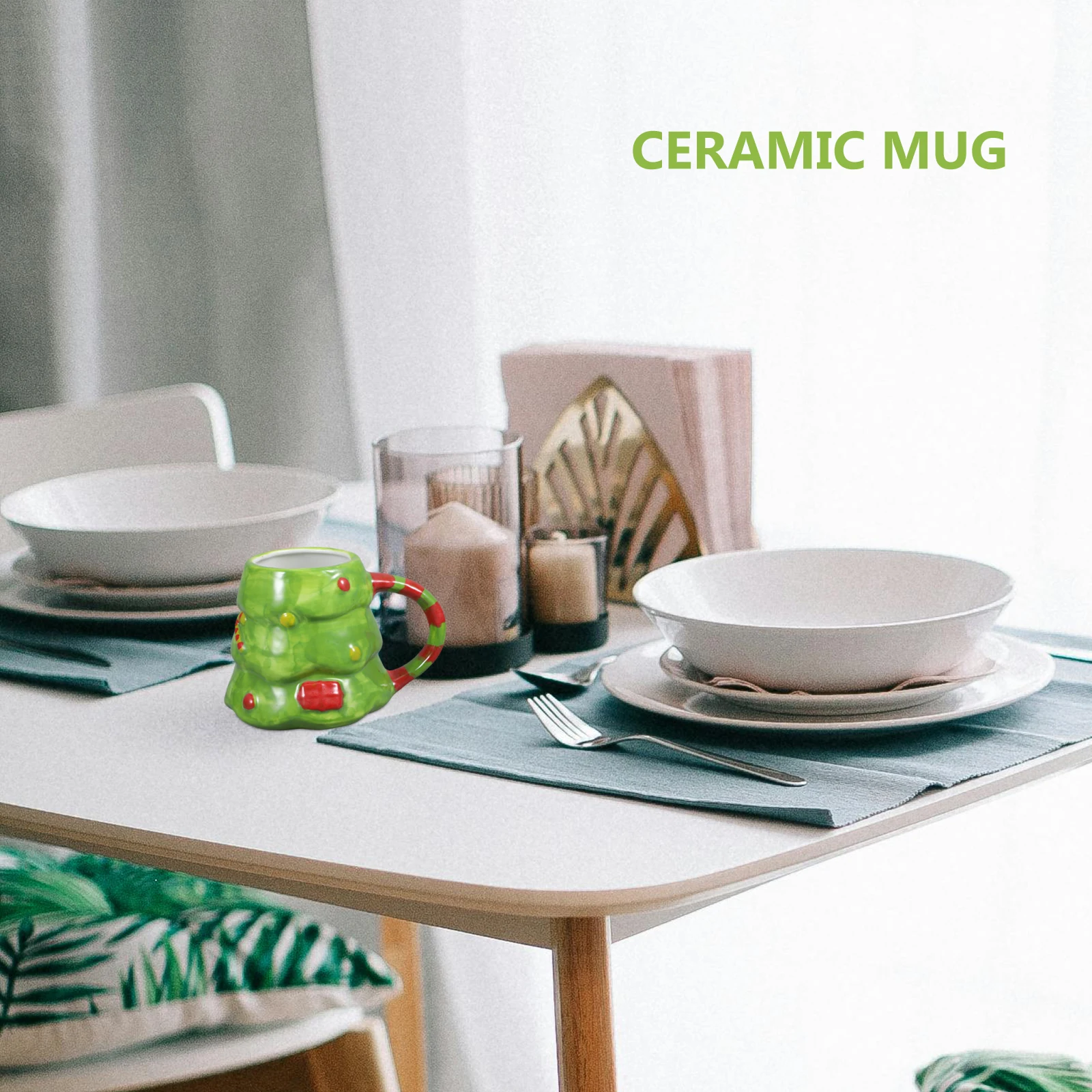 

Christmas Ceramic Mug Christmas Tree Pattern Handle Design Breakfast Coffee Cup Office Home Household Coffee Cup