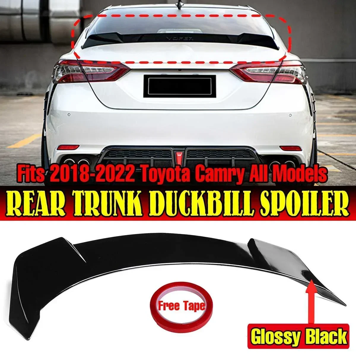 New Car Rear Spoiler Wing Lip Extension For Toyota Camry 2018-2022 Rear Trunk Spoiler Lip Boot Wing Lip Tail Wing Decoration