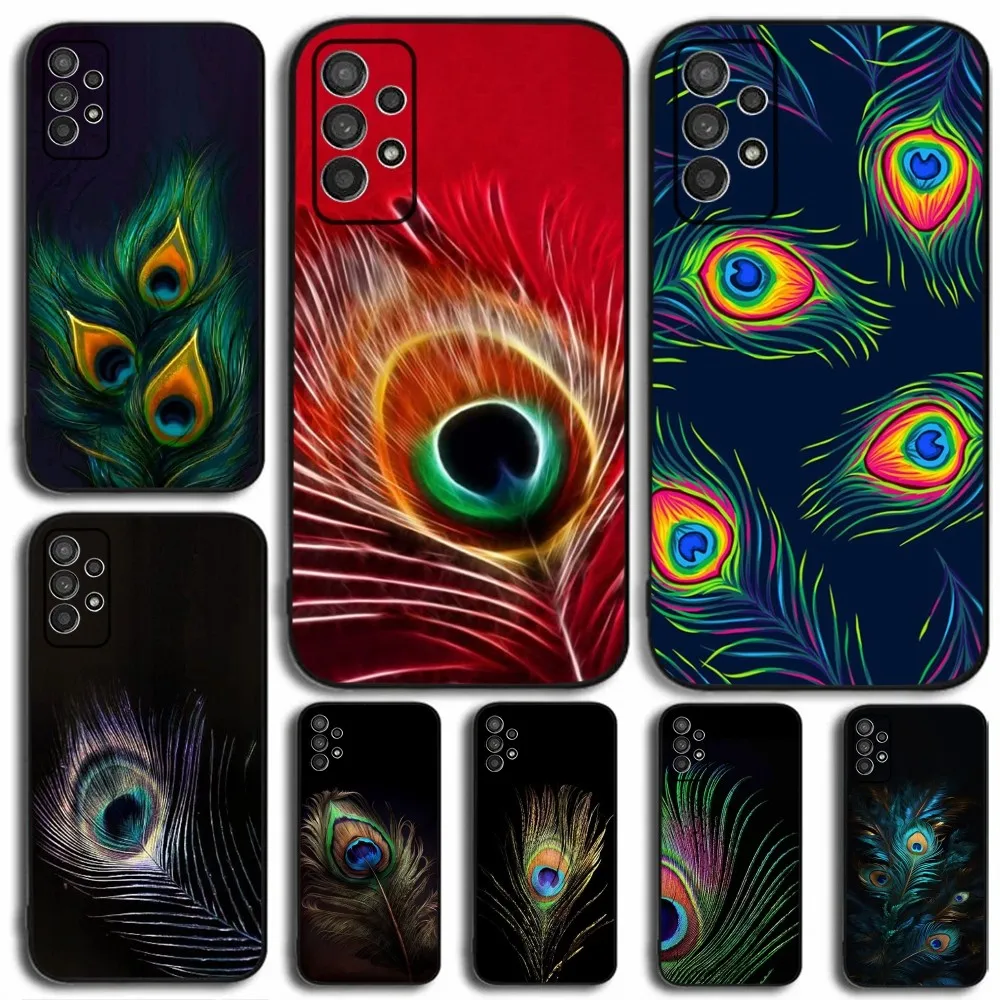 

Bird Animal Peacock Feather Phone Case For Samsung Galaxy A13,A21s,A22,A31,A32,A52,A53,A71,A80,A91 Soft Black Cover