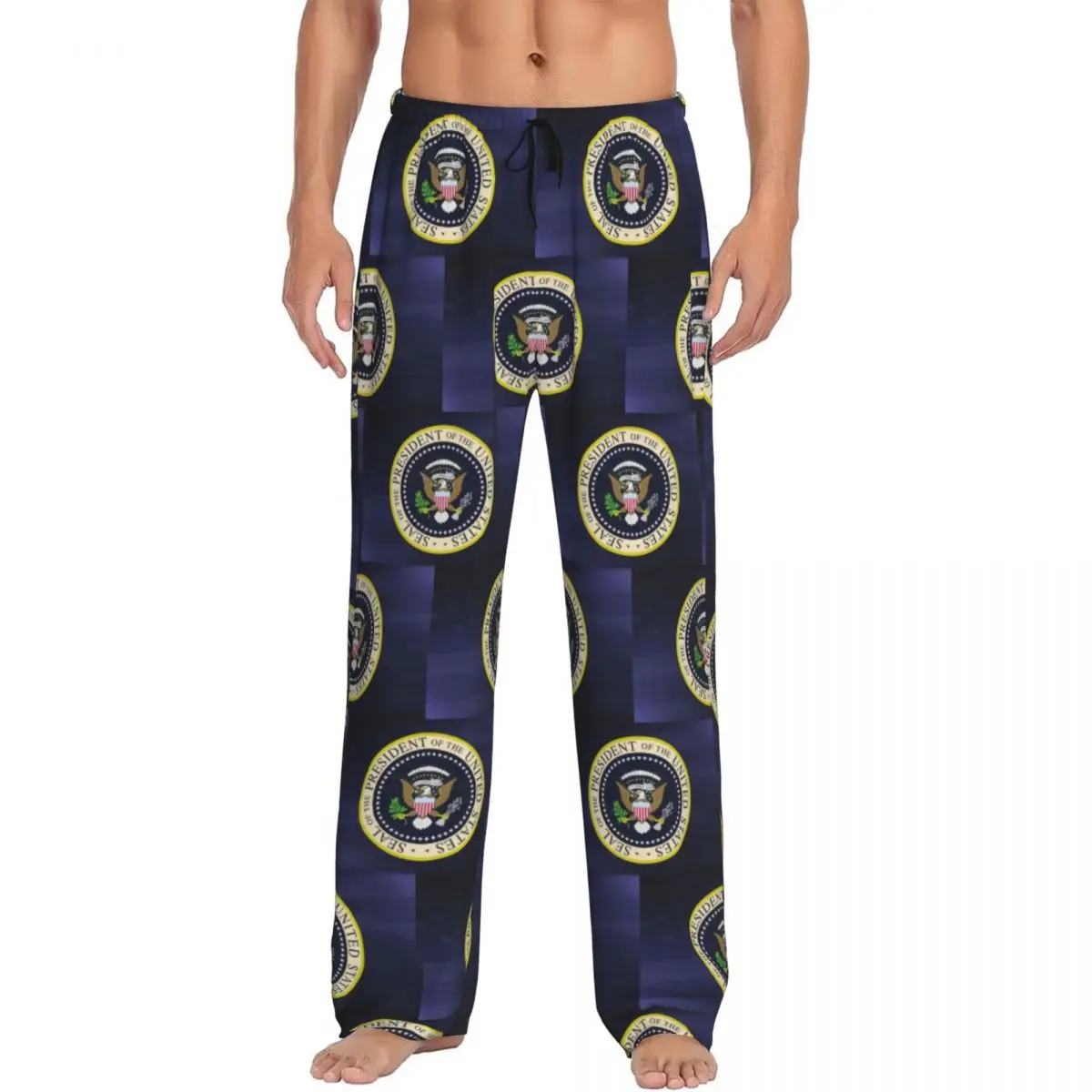 

Custom Seal Of The President Of The United States Pajama Pants Men Sleepwear Sleep Lounge Bottoms with Pockets