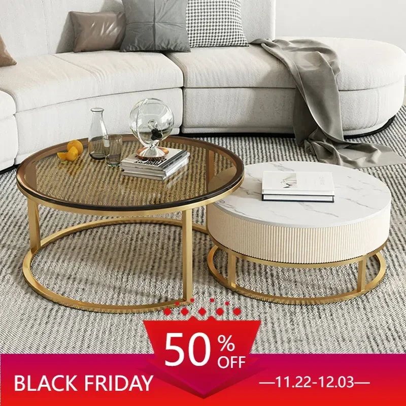 

Nesting Smart Coffee Table Luxury Metal White Dressing Round Vanity Table Entryway Desk Mesa Auxiliar Home Furniture XF35XP