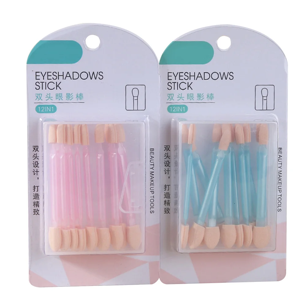 24 pçs kit de escova de sombra de maquiagem leve látex pp lidar com dupla face aplicador ferramentas para sobrancelha lábio brilho aplicação